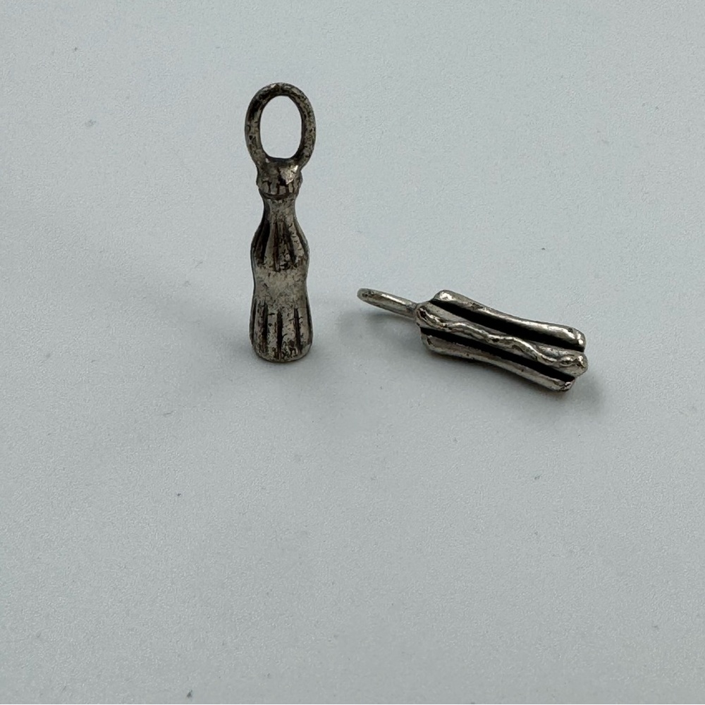 Soda & Hotdog Charms Silver Tone Cola Pop Small Bracelet Charms Necklace Pendant